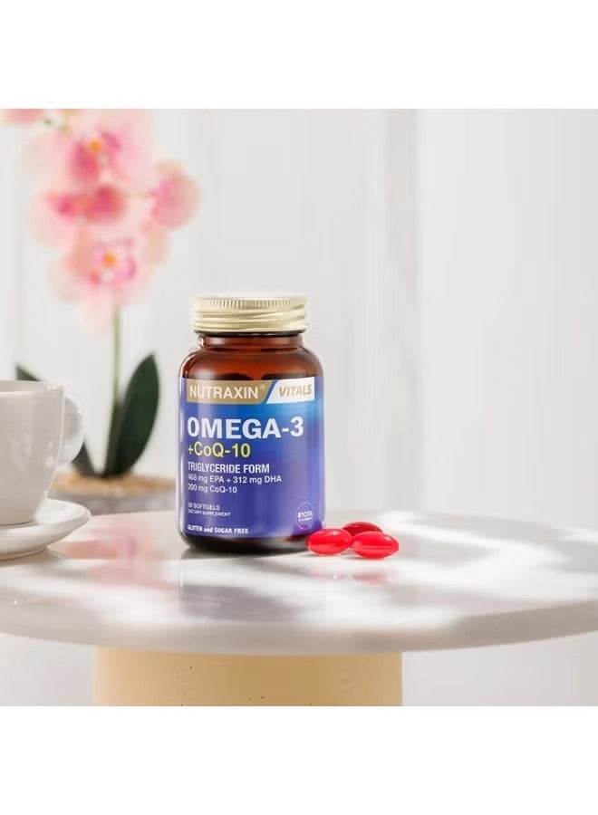 Nutraxin Omega-3 + CoQ-10 Maximum Potency Antioxidant and Fish Oil for Cardiac Support, Energy Metabolism 60 Tablets - Image 4